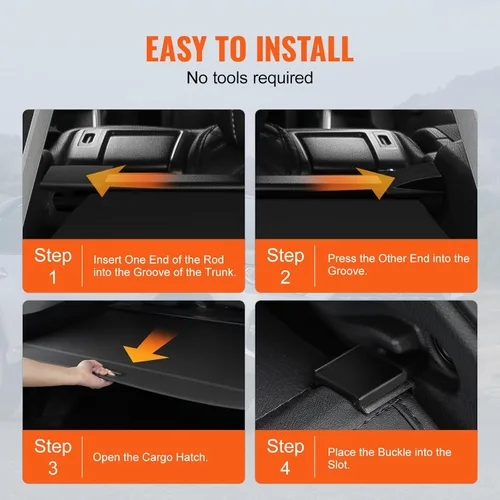 Vista 5 de VEVOR - Cubierta de carga trasera para Jeep Grand Cherokee de 2 filas, accesorios para 5 plazas, 2022 2023 2024 2025, cubierta retráctil impermeable