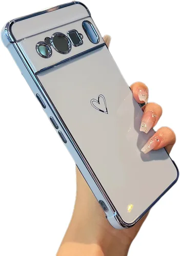 Vista 101 de ZTOFERA Funda diseñada para Google Pixel 7a, bonito diseño de corazones de amor con borde chapado y protección de lente de cámara, para Google Pixel