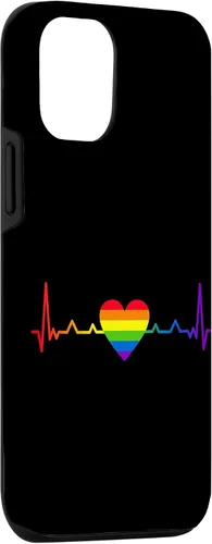 Vista 3 de iPhone 15 Rainbow Heartbeat LGBT Pride Month Gay Bi Trans Case