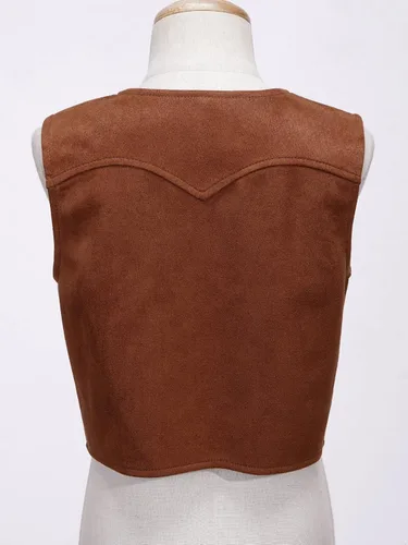Vista 5 de Kids Cowboys Cowgirls Wild West Cosplay Fancy Dress-up Waistcoat Suede Tassel Vest Outwear Jacket