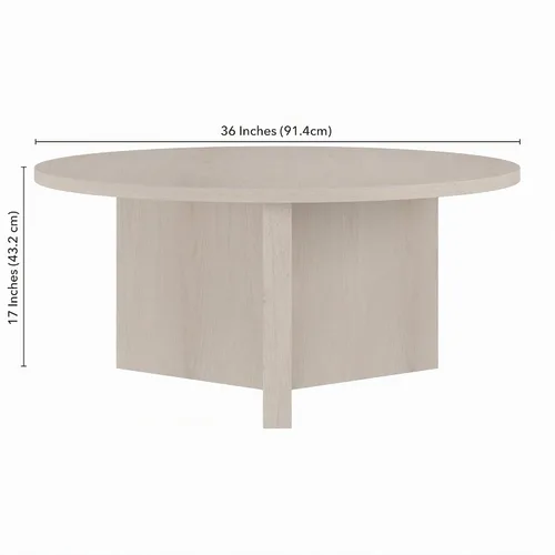 Vista 3 de Henn&Hart Mesa de centro escandinava de 36", color blanco haya Aliso Blanco