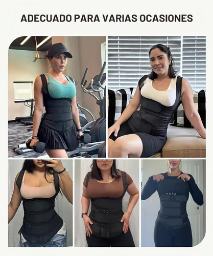 Vista 6 de FeelinGirl Entrenador de cintura para mujer, chaleco de cintura de látex A-Negro