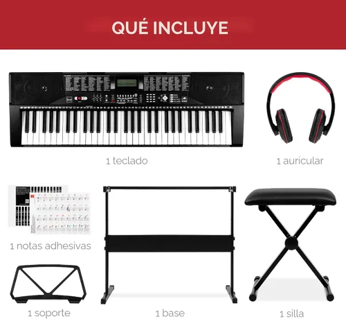 Vista 4 de Best Choice Products Juego completo de piano de teclado electrónico para principiantes de 61 teclas con teclas iluminadas, pantalla LCD