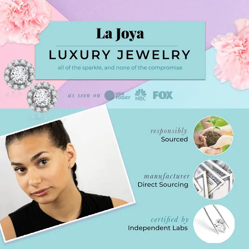 Vista 3 de La Joya Aretes de diamantes con halo cultivados en laboratorio TW de 12-2 CT para mujeres y hombres en oro macizo de 10 quilates Aretes