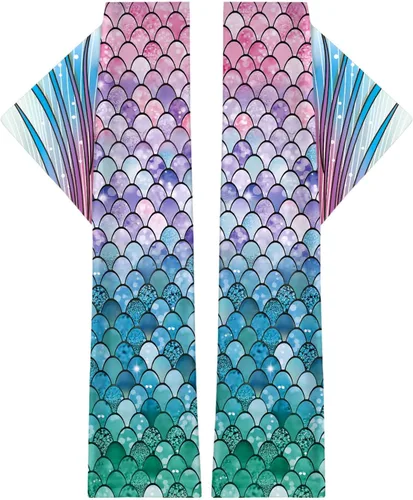 Vista 4 de color cosplayer Mermaid Gloves Fish Scales Arm Sleeves Sequin Gloves Fish Scale Fingerless Gloves with Fins