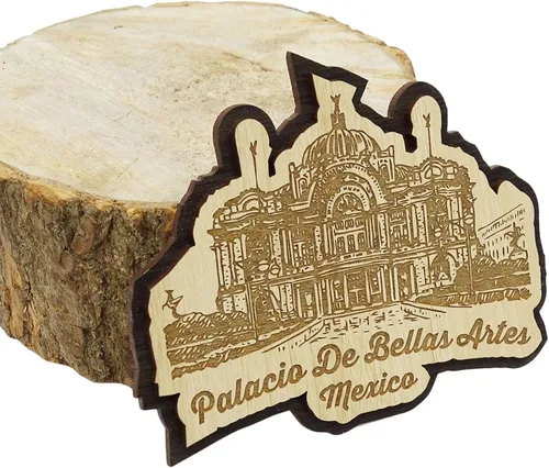 Vista 4 de Printtoo Palacio De Bellas Artes - Imán de madera grabado para nevera