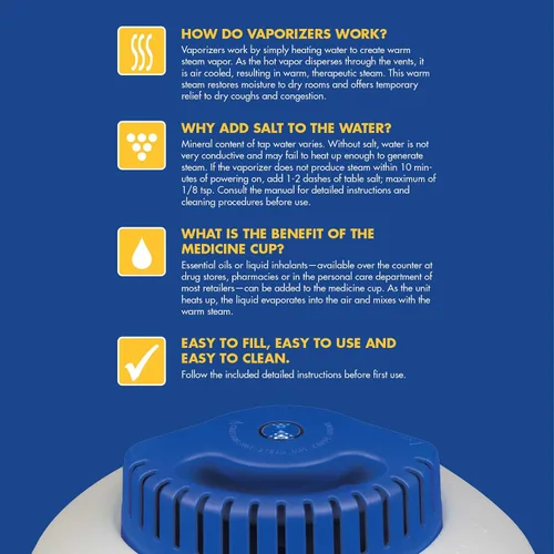 Vista 7 de TheraCare - Vaporizador de vapor caliente para habitaciones de tamaño pequeño No requiere filtro Alivio del frío y la congestión Natural