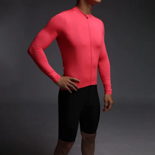 Vista 3 de Camiseta de ciclismo de manga larga para hombre, con bolsillo con cremallera, ligera, Aero Race Fit Pro Road Bike, UPF 50+