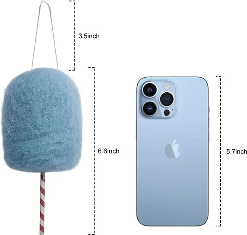 Vista 5 de Paleta de lana de fieltro, adornos colgantes para árbol de Navidad, hechos a mano, paleta de lana de fieltro rosa, blanco, azul, adornos de Navidad