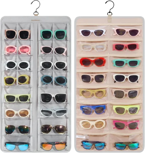 Vista 9 de BAGSMART Organizador de joyas colgante, estuche de almacenamiento para lentes de sol a prueba de polvo montado en la pared, estuche de viaje