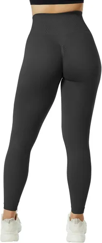 Vista 6 de RUUHEE Leggings de entrenamiento de contorno sin costuras para mujer, cintura alta, pantalones de yoga para gimnasio