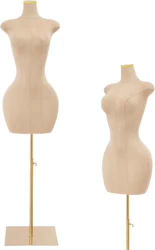Vista 11 de Torso de maniquí femenino Forma de vestido de cuerpo ajustable Forma de vestido M-annequin para coser Altura ajustable de 59-83 pulgadas