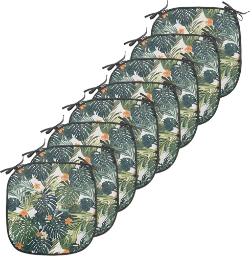 Vista 46 de Ambesonne Flamingo - Cojín de asiento para silla, diseño de fantasía exótica con elementos de vida silvestre hawaiana en colores pastel, acolchado