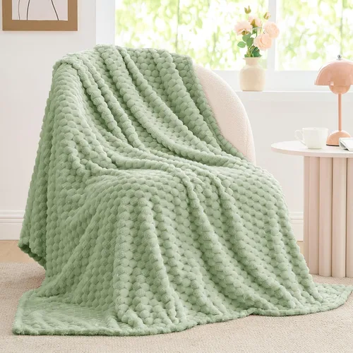 Vista 123 de BEDELITE Manta de forro polar para sofá y cama, manta decorativa de jacquard 3D de almendra, súper suave y acogedora, manta mullida cálida adecuada