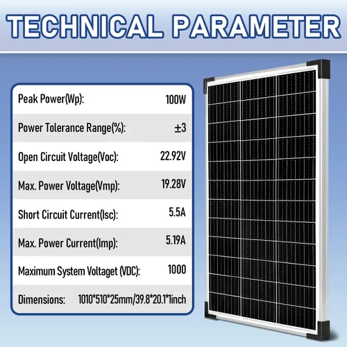 Vista 8 de Kit de panel solar de 100 W, mantenedor de batería de 12 V