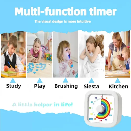 Vista 5 de Temporizador visual de 60 minutos, temporizador de cuenta regresiva para niños y adultos, temporizadores de cocina para cocinar, temporizador
