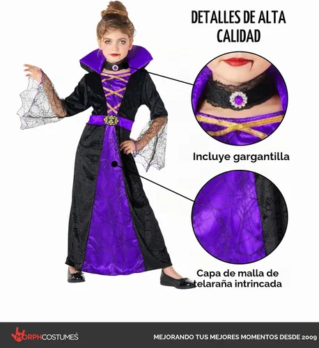 Vista 3 de Morph, Vampire Costume for Girls, Halloween Costumes for Kids Morado