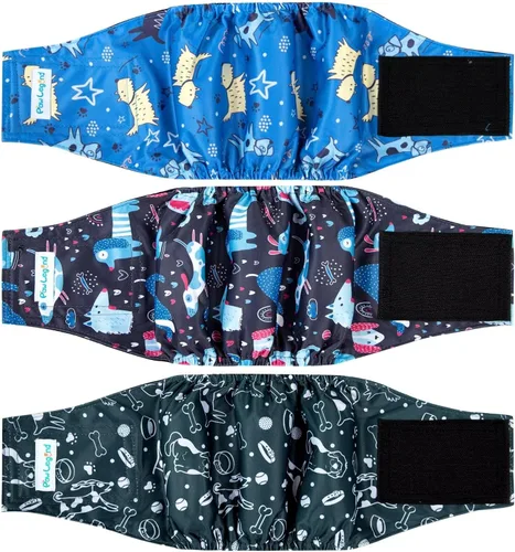 Vista 21 de Paw Legend - Pañales lavables para perro macho (3 unidades), XS, Ejército, Gris, Marina