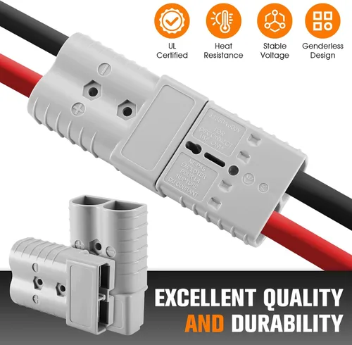 Vista 8 de 2 piezas calibre 2/0 350 amperios conexión rápida/desconexión de batería con mango, kit de conector de enchufe de cable puente para cabrestante