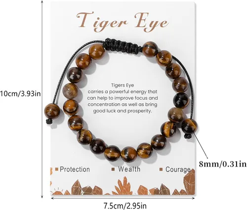 Vista 46 de Pulsera de cristal curativo para mujer de 0.315 in, pulsera de cuentas de cristal natural ajustable hecha a mano, joyería curativa, regalo