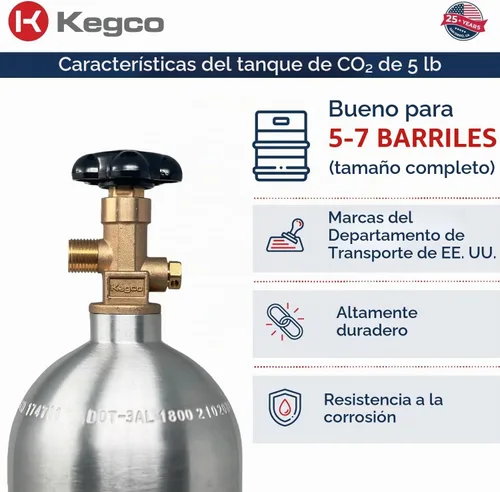 Vista 3 de Cilindro de aire de gas comprimido de tanque de CO2 de aluminio de 5 lb
