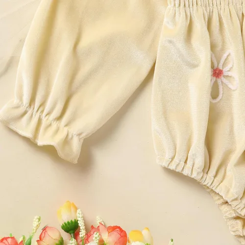 Vista 20 de GRNSHTS Ropa de primer cumpleaños para niña de terciopelo de un año de edad, mameluco de manga larga + diadema, 2 piezas de trajes de pastel