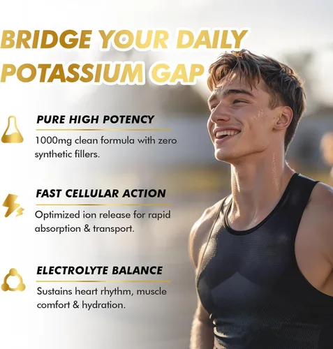 Vista 2 de Cloruro de potasio de alta potencia de 1000 mg por porción Suplemento de potasio – Apoya el equilibrio electrolítico, la salud cardíaca, muscular