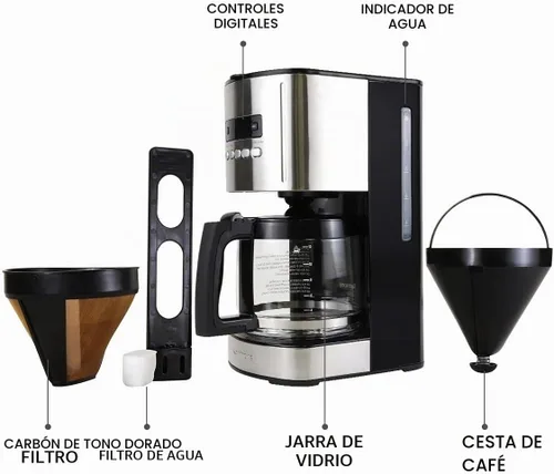 Vista 4 de Koolatron Kenmore Cafetera de goteo – Máquina de café programable de 12 tazas con olla de vidrio, cerveza regular y atrevida, depósito de agua Negro