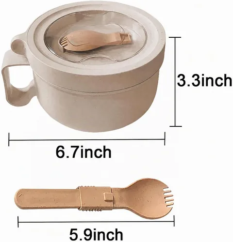 Vista 3 de Tazas para sopa de microondas con tapas, tazón de ramen para microondas de 28.7oz con tapa, diseño mejorado de agarre fácil para llevar contigo