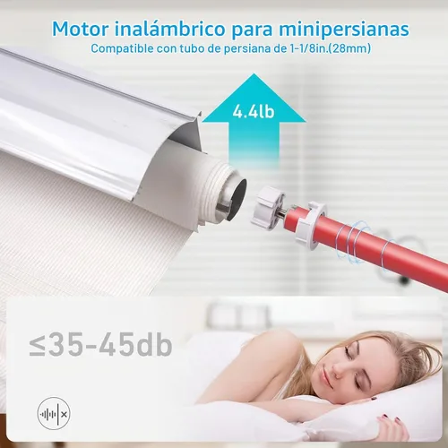 Vista 6 de Rollerhouse Kit de Motor Alimentado por Batería de 1-1/8" (28mm) con Control Remoto y Cargador Motor Eléctrico DIY Tubo Motorizado para Persianas