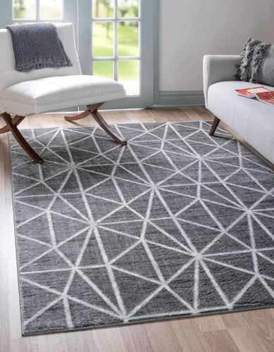 Vista 11 de Unique Loom Matrix Trellis Collection - Alfombra geométrica (2 pies x 6 pies 1 pulgada, azul/azul claro)