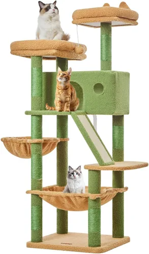 Vista 68 de Taoqimiao Árbol para gatos de 57.5 pulgadas, torre para gatos de interior para adultos, condominio extragrande para gatos, 8 postes rascadores
