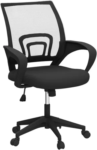 Vista 4 de Yaheetech Silla de oficina con respaldo medio, silla de escritorio giratoria con soporte lumbar, silla de malla ergonómica para computadora de Negro