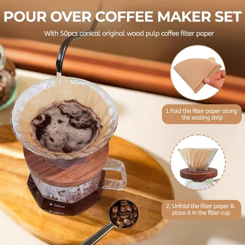 Vista 3 de Verter sobre cafetera 13.5 fl oz vidrio borosilicato goteo