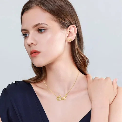 Vista 4 de Yumilok Sterling Silver Jewelry SetsInfinity Anchor Necklace Earrings for Women White Gold Plated Pendant Necklace Jewelry for Teen Girls Friends