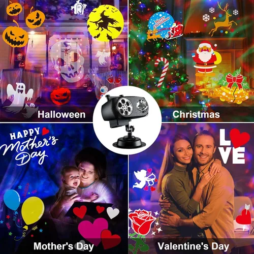 Vista 6 de Luces de proyector de Halloween más brillantes, decoraciones de Halloween mejoradas 2026, proyector de vacaciones, 8 patrones a la vez