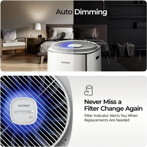 Vista 7 de CUCKOO Purificador de aire True HEPA para habitaciones grandes de hasta 2,256 pies cuadrados, filtro avanzado de 5 etapas con luz UV-C y carbón