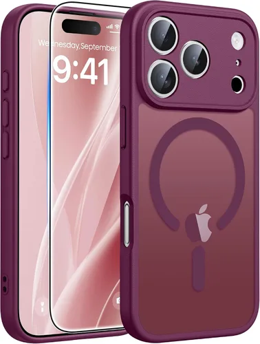 Vista 231 de FNTCASE - Funda para iPhone 16 Pro: magnética, mate, translúcida, de grado militar, protectora contra caídas, resistente, fina, duradera y a prueba