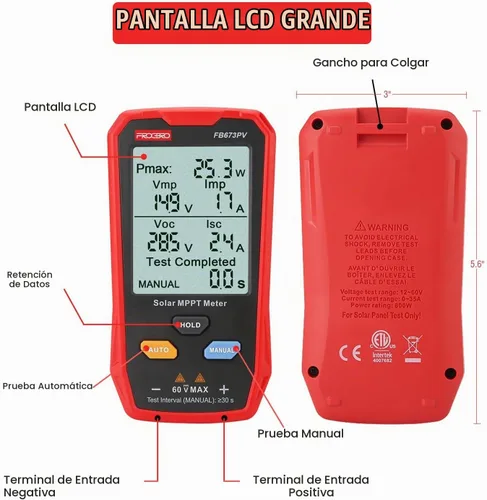 Vista 3 de Multímetro fotovoltaico grande del LCD del probador del panel solar