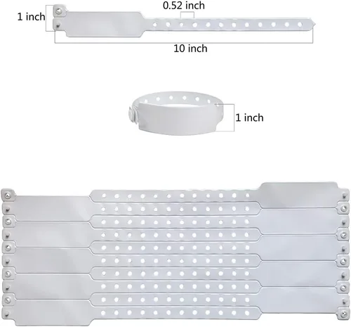 Vista 9 de Pulseras de plástico blanco para hospital, 100 unidades, pulseras de vinilo, bandas de identificación de paciente, pulseras de plástico médico