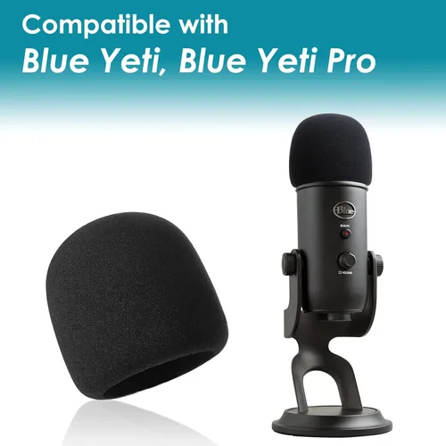 Vista 8 de Protector de viento de espuma para Blue Yeti, Yeti Pro, MXL, Audio Technica y otros micrófonos grandes, cubierta de filtro pop fabricada