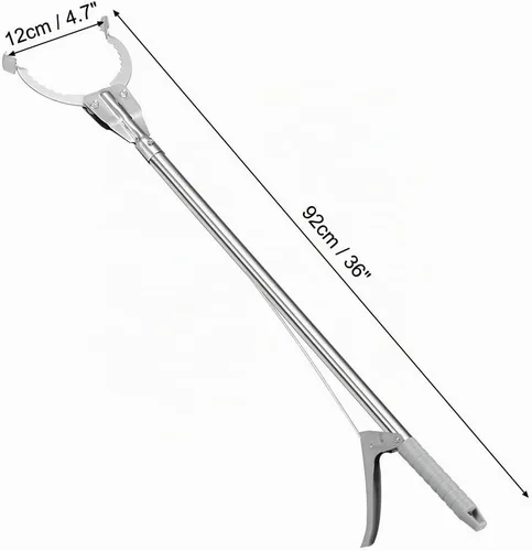 Vista 2 de uxcell 36 pulgadas agarrador herramienta extensor garra recogedor de basura acero inoxidable gris 2 unids
