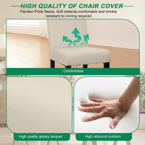 Vista 5 de PayLessHere Juego de 4 sillas de comedor de diseño elegante y moderno, tapizadas de tela, color beige