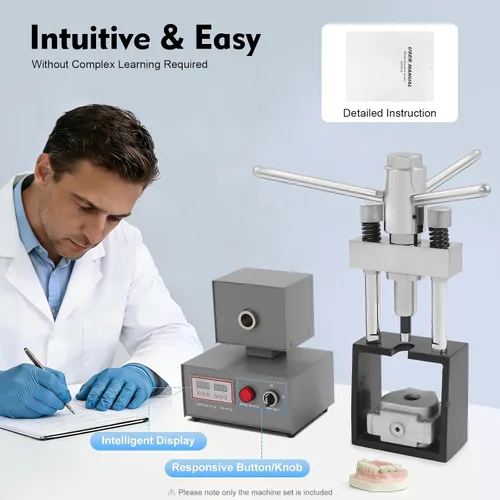 Vista 8 de Máquina de dentadura dental flexible 110V 400W Equipo de laboratorio Pantalla digital eléctrica Sistema de inyección dental Máquina de moldeo por