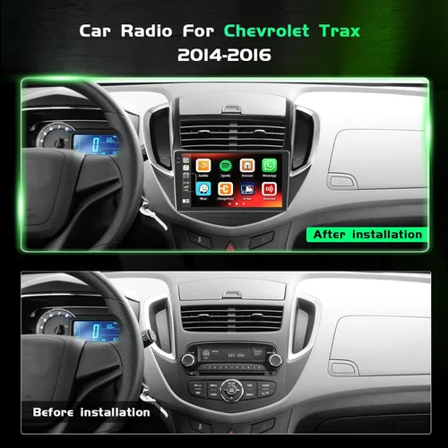 Vista 2 de Radio de coche Android 15 de 4+64 GB para 2014 2015 2016 Chevrolet Chevy Trax inalámbrico Carplay Android Auto, pantalla táctil en celda estéreo