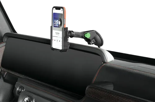 Vista 25 de WeatherTech WindshieldFone con extensión - Soporte universal para teléfono de coche montado en el parabrisas - Perillas billet negras