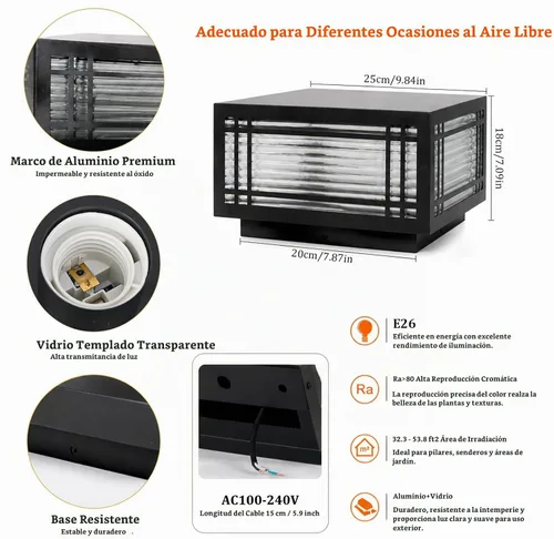 Vista 9 de Luces de poste al aire libre cableadas, modernas lámparas de pilar de valla