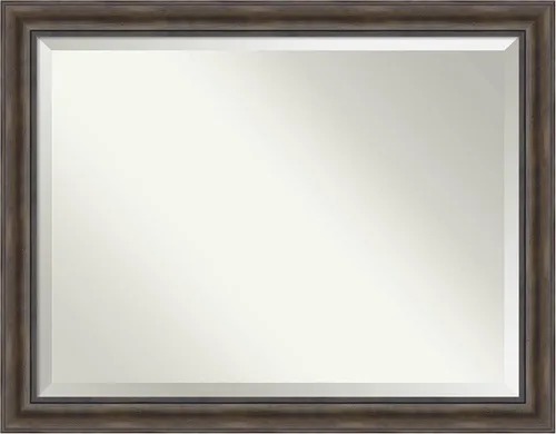 Vista 25 de Amanti Art Espejo de pared marrón de 26 x 22 pulgadas, espejo rectangular de baño de Alejandría marrón rústico para decoración de pared, sala