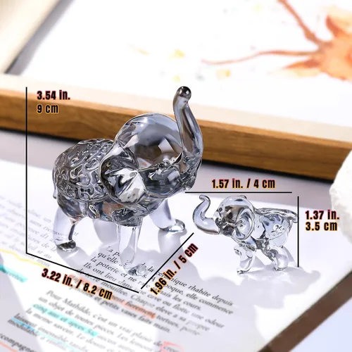 Vista 5 de Ornalrist Regalos de elefante de cristal para mujer, chapado en cristal, negro, mamá y bebé, elefante, manualidades, regalos ideales para esposa