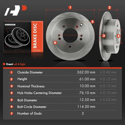 Vista 5 de A-Premium Rotores de freno de disco sólido trasero de 10.31 pulgadas (10.315 in) compatibles con modelos seleccionados de Hyundai y Kia - Sonata